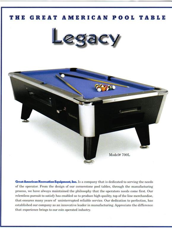 Legacy 8′ Pool Table